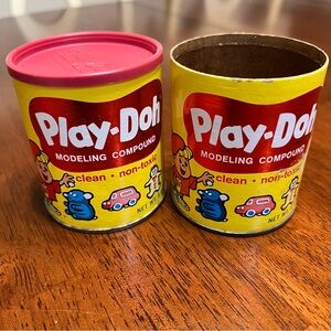 Vtg 1960s Original Play-Doh Modeling Dough Tin Can Container Lot Rainbow Crafts